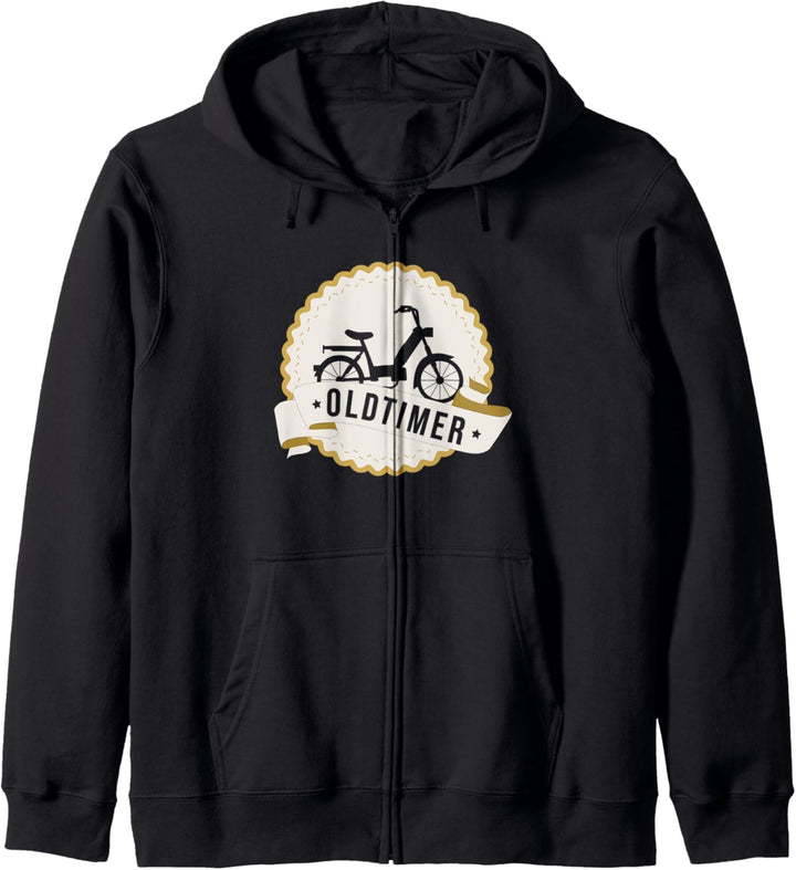Retro Oldtimer Mofa Motor-Fahrrad Mofafahrer Kapuzenjacke
