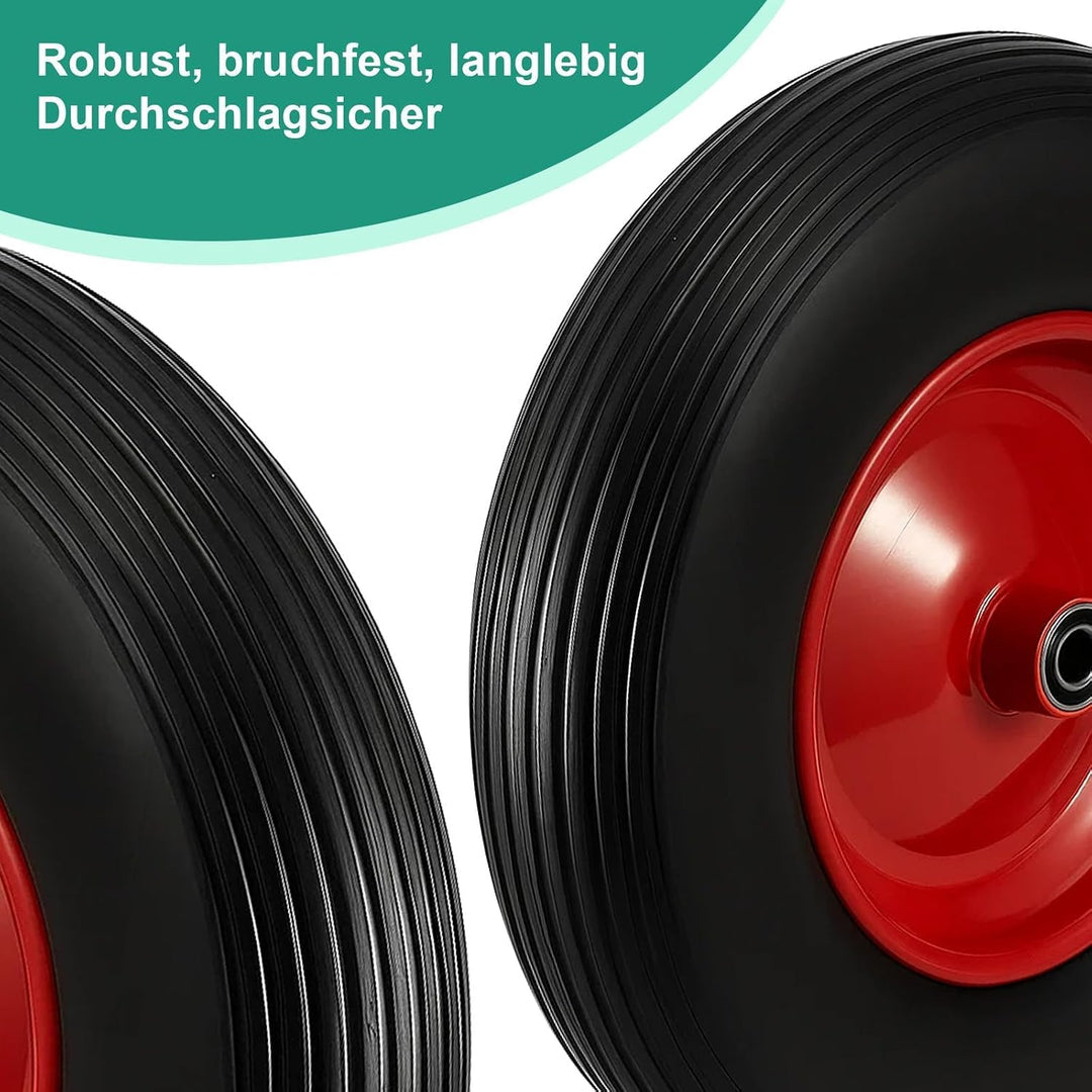 Schubkarrenrad 4.80/4.00-8 PU Vollgummi 15 Zoll – Pannensicheres Ersatzrad für Schubkarre, Gartenkar
