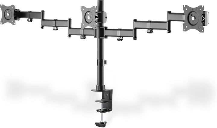 DIGITUS Befestigungskit Spannbefestigung für Tisch 2 Gelenkarme 3 Monitore Schwarz Bildschirmgrösse: