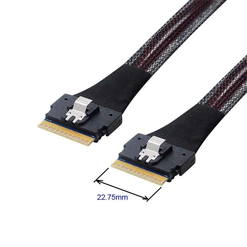 xiwai PCI-E Slimline SAS 4.0 SFF-8654 8i 74pin Host auf SFF-8654 74pin Slim SAS Target Kabel 50cm SF