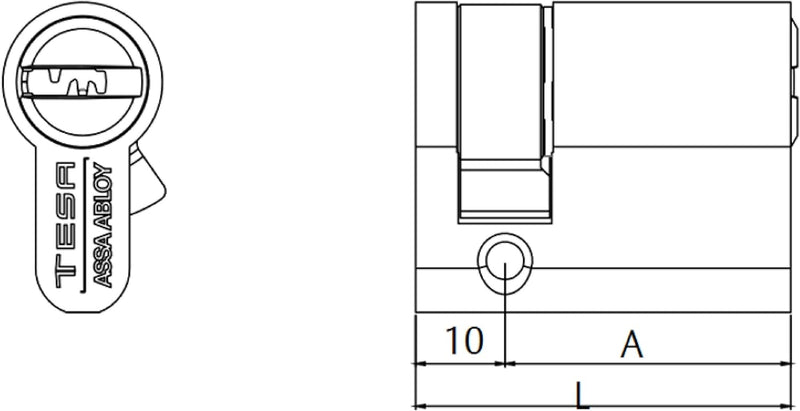 Tesa Assa Abloy Sicherheits-Zylinder, M6503010N Schlüssel - Kurzer Nocken Vernickelt 30x10mm, Schlüs