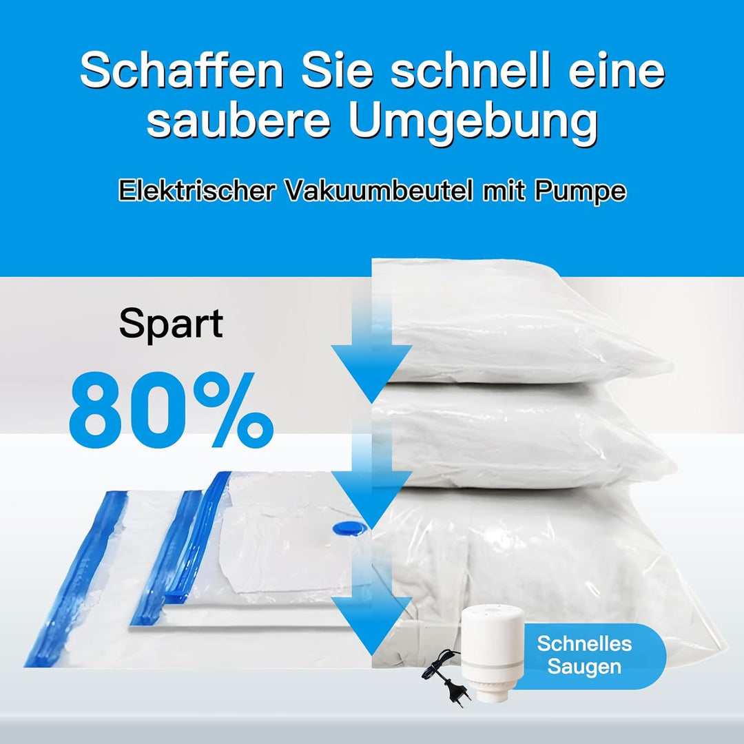 Vakuumbeutel für Kleidung Bettdecken mit Elektrische Pumpe,12 Stück vacuum bags for clothing (3 Jumb