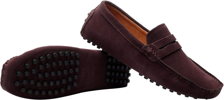 Jamron Herren Wildleder Penny Loafers Gemütlich Fahrende Schuhe Mokassin Slippers 42 EU Kaffee, 42 E