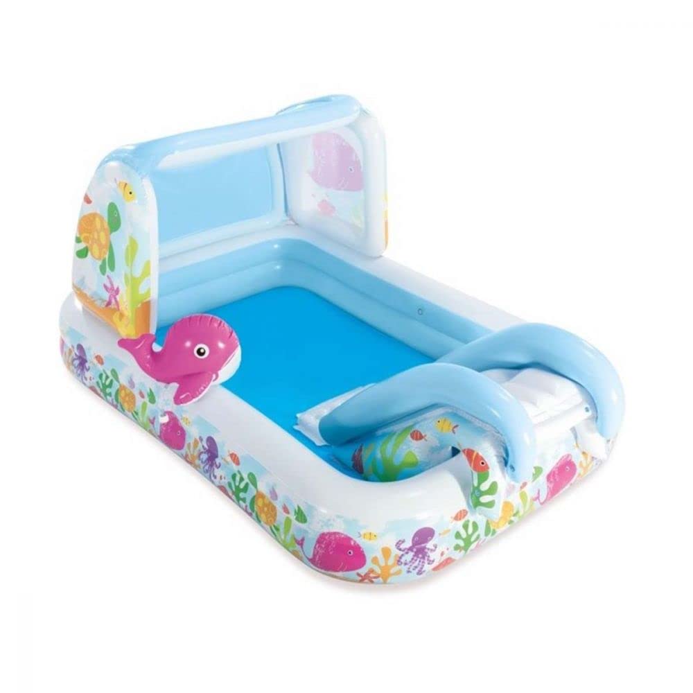Intex 57447NP - Aufblasbarer Play Center Rosa Wal &amp; Freunde, Vinyl, Mehrfarbig, 229x147x107 cm