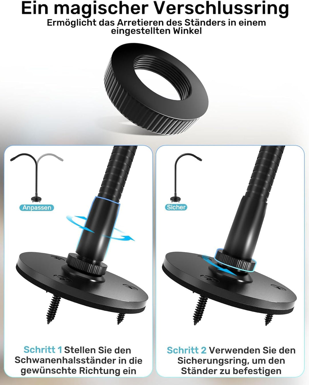 48,3 cm Schwanenhals-Mikrofonständer, robuster, flexibler Mikrofonhalter mit Flanschhalterung, ideal