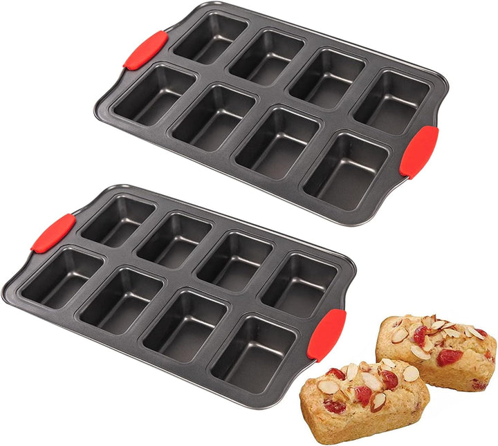 Mini-Kastenform mit 8 Mulden, nicht vorrätig mit Silikongriff, Mini-Brotlaib-Backform, Mini-Brownie-