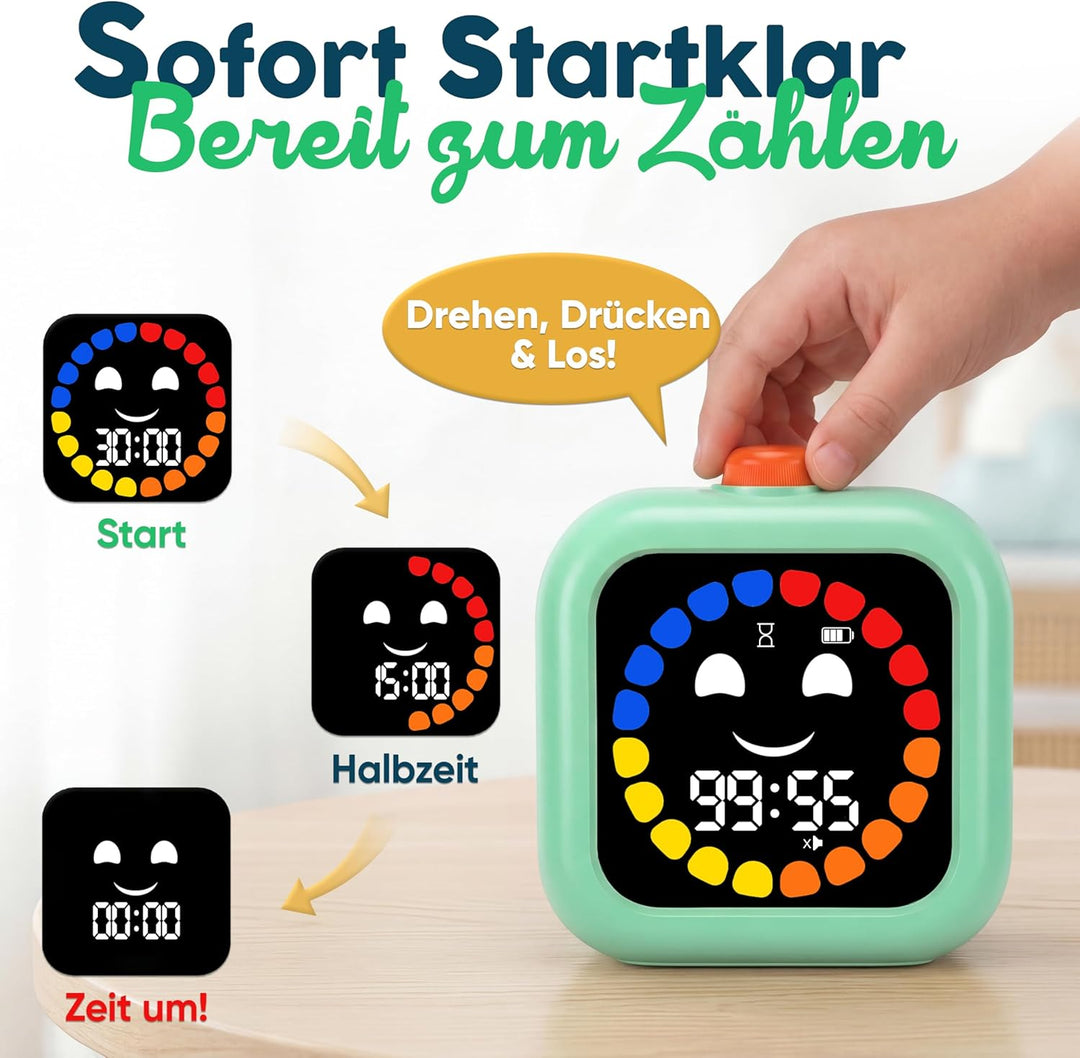 Digitaler Visueller Timer für Kinder - Wiederaufladbar, Geräuschlos 99-Minuten-Kinder-Timer für Schu