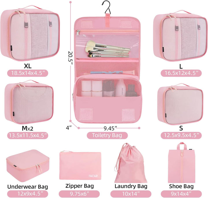 BAGAIL 10er-Set Packwürfel in verschiedenen Grössen Packorganizer für Reisezubehör Handgepäckkoffer