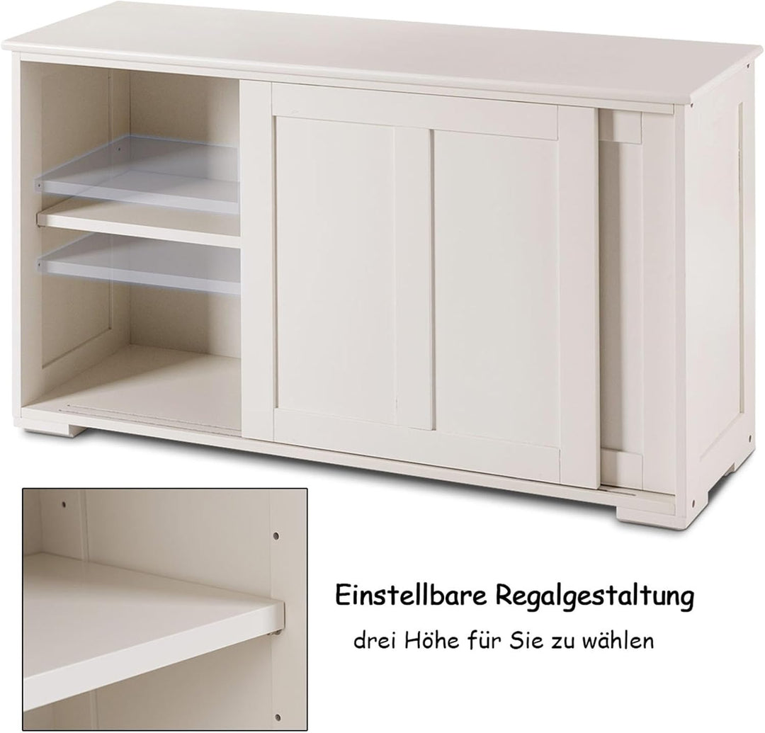 COSTWAY Sideboard, Küchenschrank mit Schiebetüren & verstellbarem Ablage, Buffetschrank Aufbewahrung