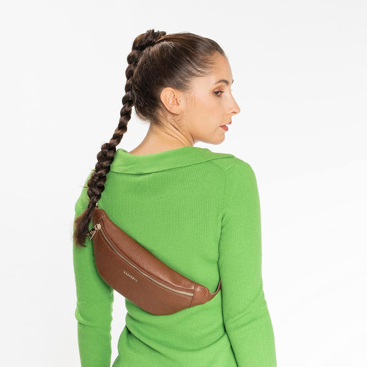 Lazarotti Bologna Leder Gürteltasche Damen | längenverstellbarer Tragegurt | grosse Bauchtasche 31 c