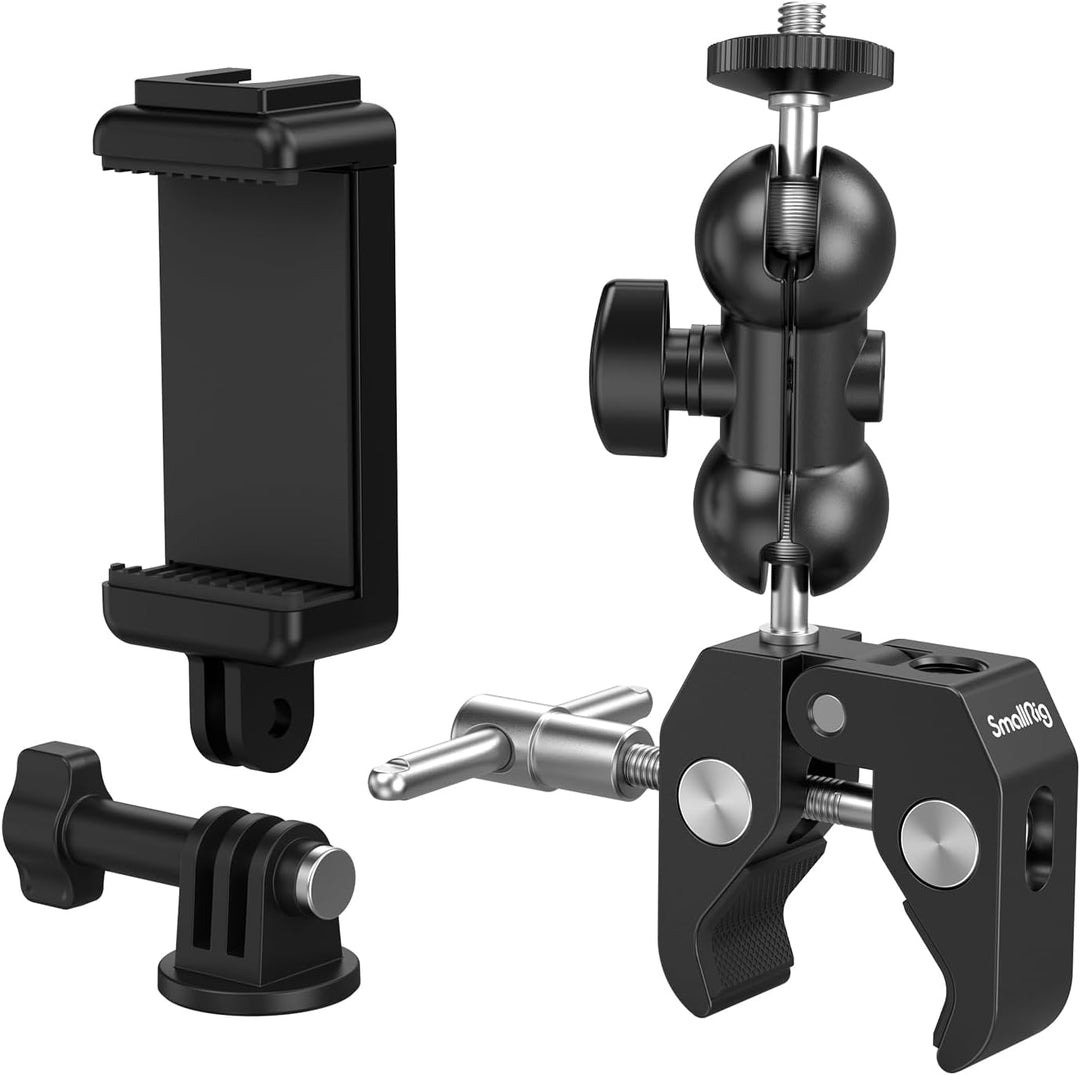 SMALLRIG Upgrade Mini Magic Arm, Kleiner Kugelkopf-Zauberarm mit Klemme, Super Klemme mit rutschfest