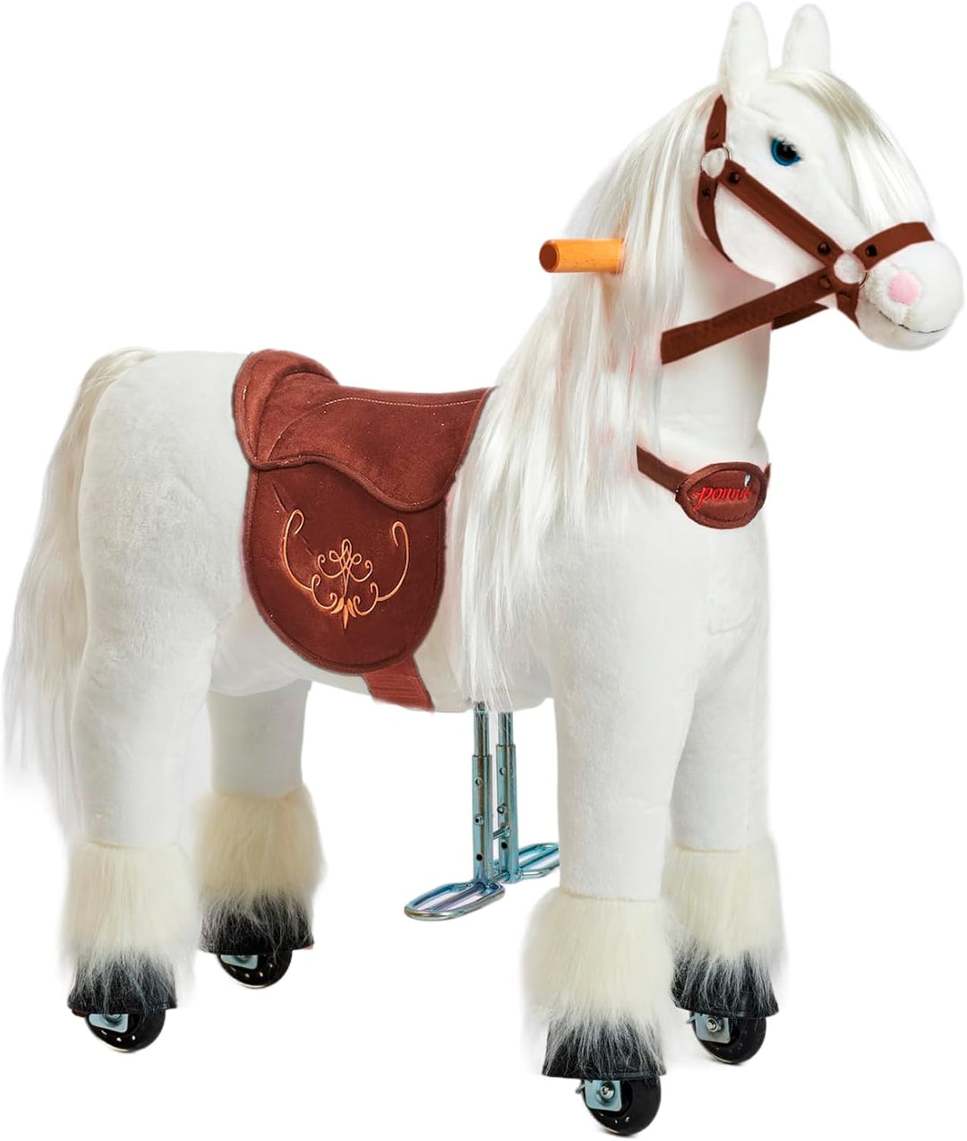 PONNIE Reitpferd mit Rollen Tiara S für Kinder 3-6 Jahre (30 kg) – Ohne Batterie – Mitwachsend dank