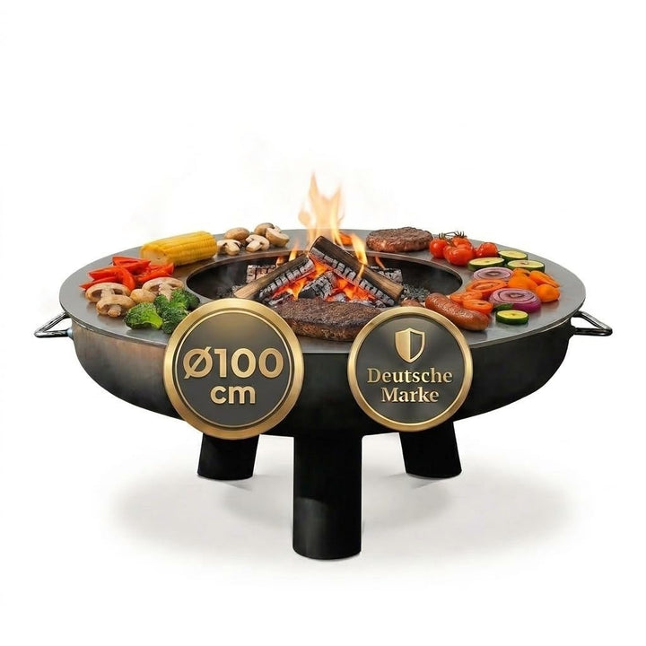 Feuerplatte Plancha Feuerring aus Edelstahl 4mm, Grillplatte passend für Feuertonne 100 cm (Lieferun