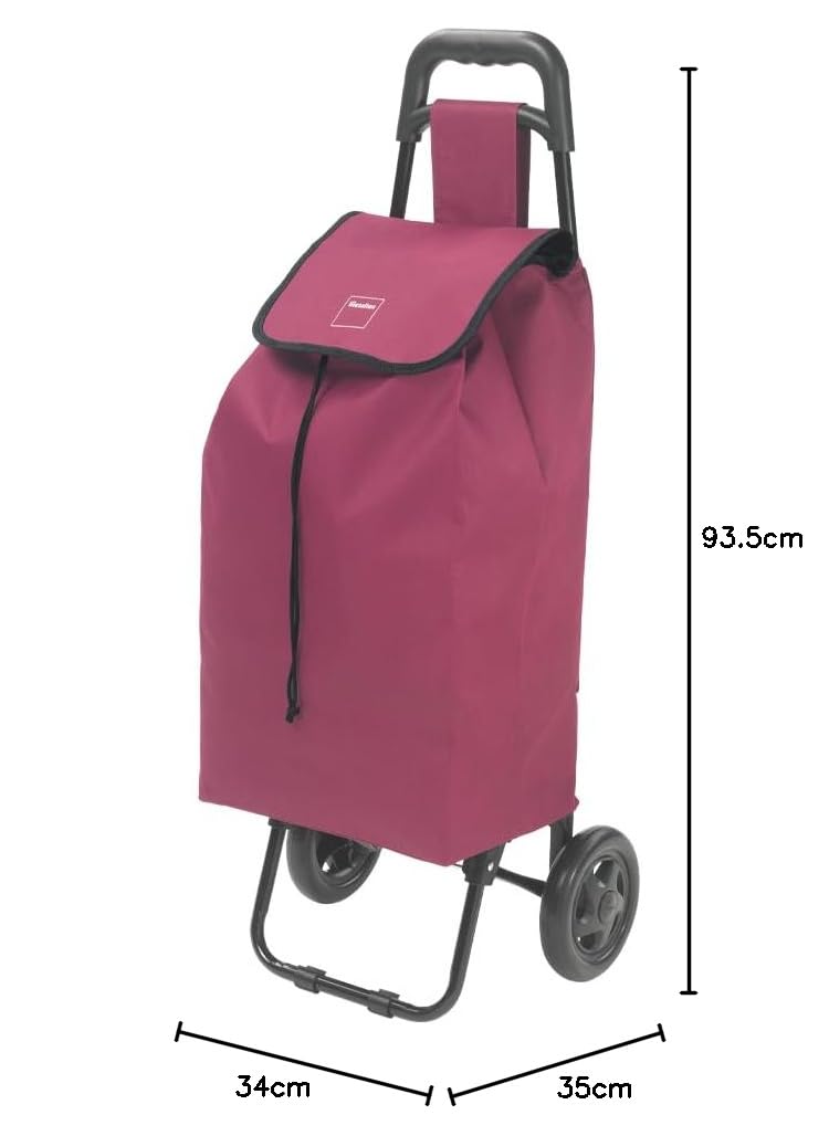 Metaltex Daphne Einkaufstrolley 40L mit Regenschirmtasche, abnehmbare Tasche, Bordeaux Daphne 40L Bo