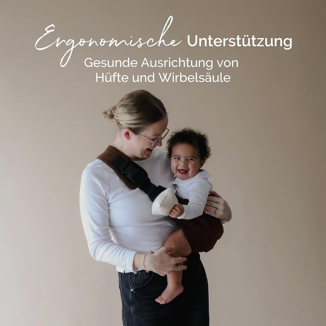 Boba Buddy Kleinkindtrage, Baumwolle, Seiten- &amp; Hüfttrage, Cord Braun | Schnell übergeworfen, mit Si