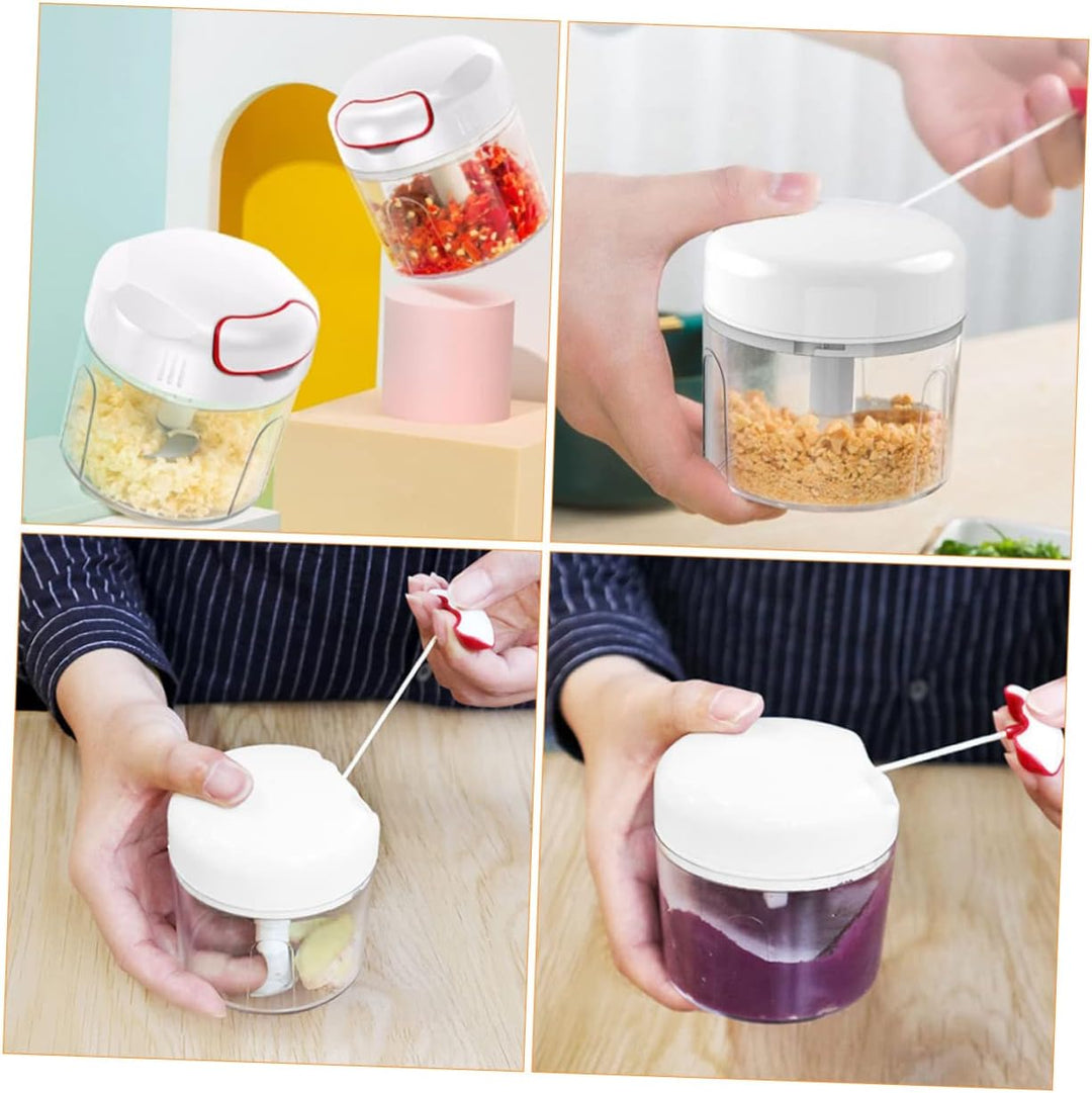 TOPBATHY Manueller Gemüsezerkleinerer mit 300ml Fassungsvermögen aus Pp und Edelstahl Tragbarer Knob