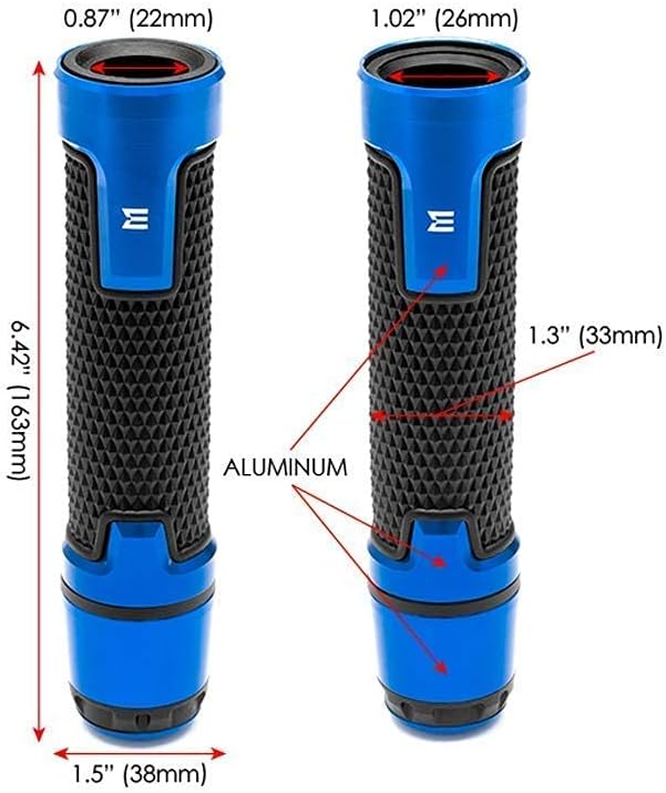 Motorrad Griffe & Stange Enden Für 22mm Stangen - Blau - Eloxiertes Aluminium