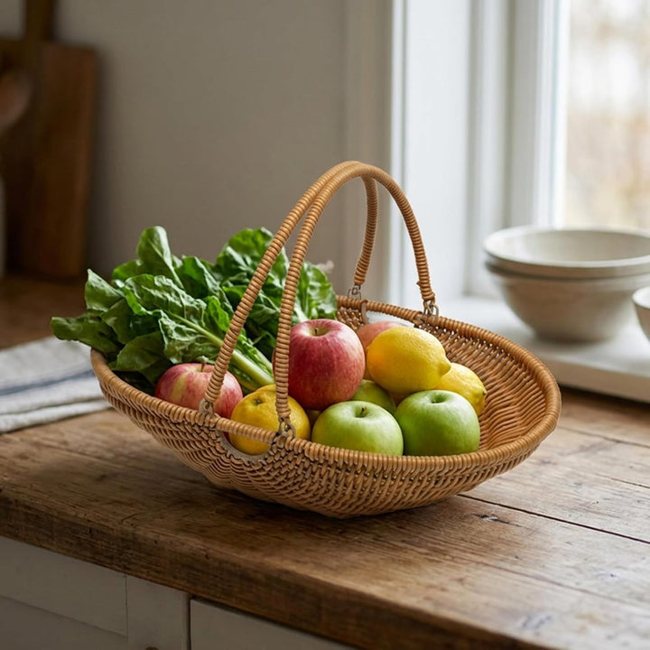 Grosser PP-Gewebe-Sammelkorb mit klappbarem Griff – Erntekorb für Gartengemüse für Picknick, Bauernh