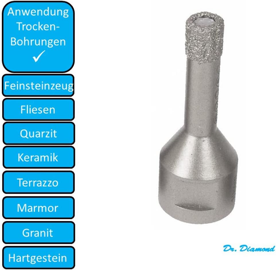 Dr. Diamond | M14 Fliesenbohrer Hochleistungs-Trockenbohrkrone für Winkelschleifer - Spezial Kernboh