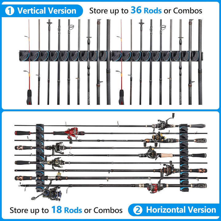 PLUSINNO 4 Stück vertikale Angelrutenhalter, Wandmontage, 4 Packungen Angelrutenhalter für bis zu 18