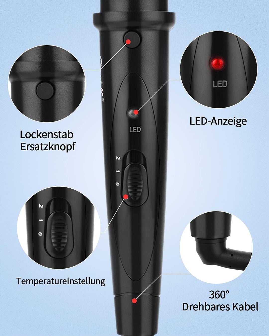 CkeyiN lockenstab,lockenstab Set 5 in 1 Multifunktions Austauschbare Keramikbeschichtung Curling Iro