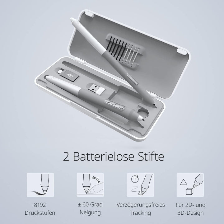 XENCELABS Grafiktablett Kabelloses Zeichentablett mit Shortcut-Fernbedienung, Stifttablett mit 2 bat
