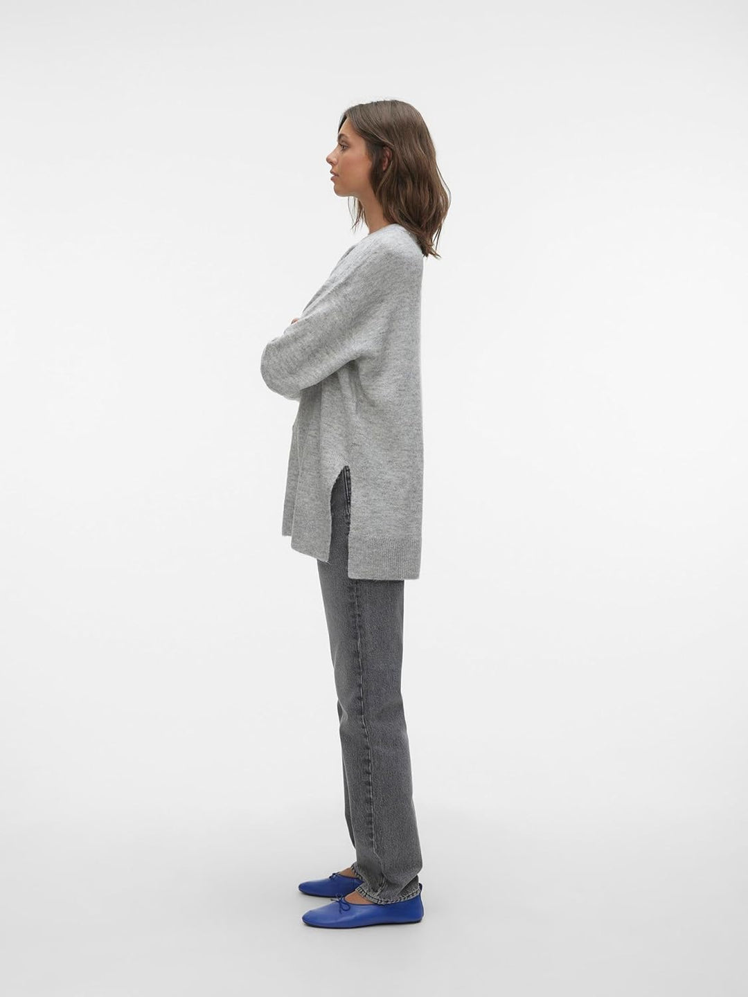 VERO MODA Female Strickpullover VMFILUCA Pullover S Light Grey Melange, S Light Grey Melange
