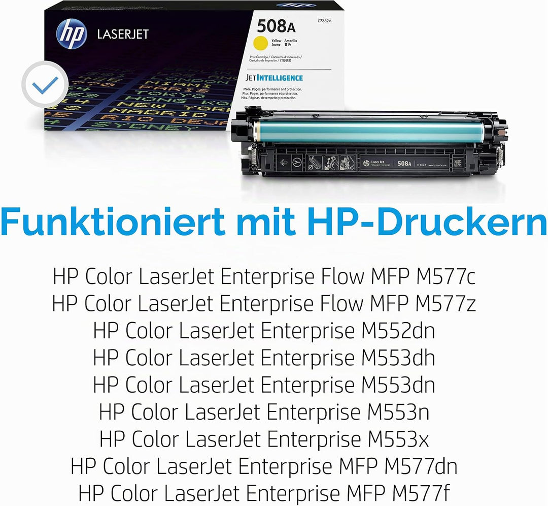 HP 508A (CF362A) Gelb Original Toner für HP Color Laserjet Enterprise M552dn, M553, M577 gelb Standa