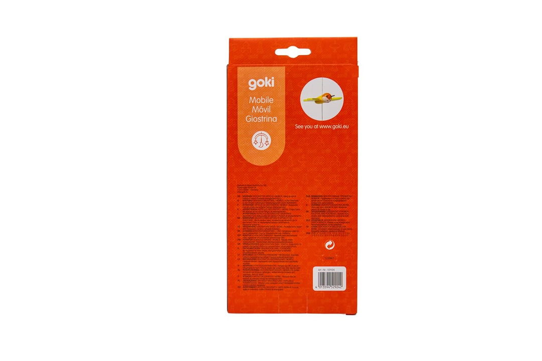 goki 52924 Mobile 3-D Frühlingswiese aus Holz, Blumen und Bienen, Tiere, zugucken und staunen, 24x45