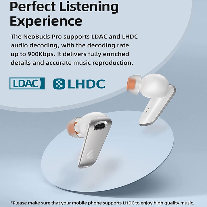 Edifier NeoBuds Pro Hi-Res TWS Kopfhörer mit Hybrid ANC (43dB), LHDC & LDAC, Knowles-Treiber, Krista