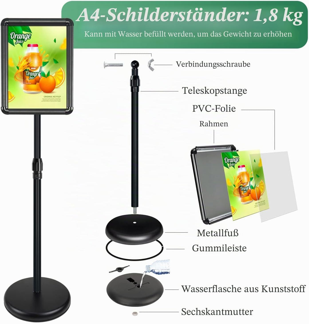 Mutualsign 2 Packungen A4-Schilderhalter Ständer Display Poster Ständer Werbung Schnapprahmen Schild