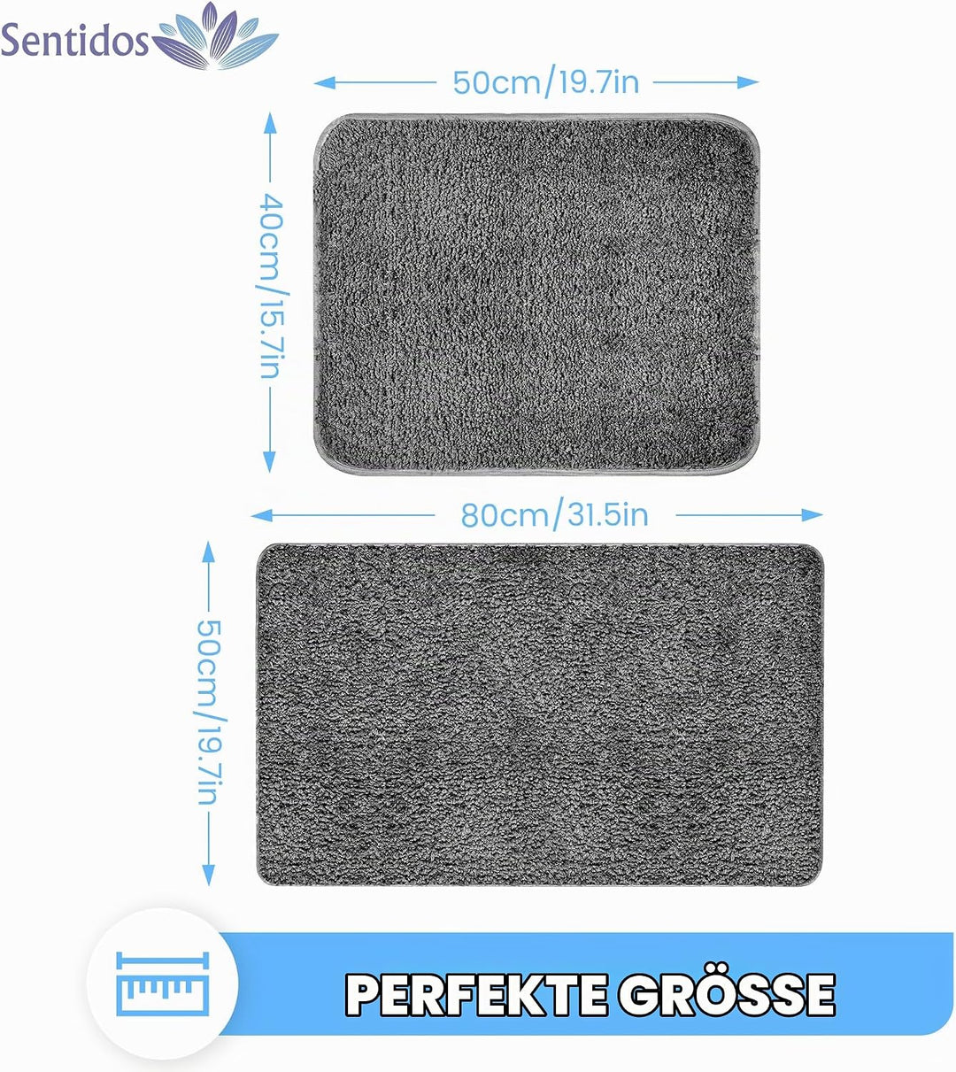 Sentidos Badematte Badteppich rutschfeste,weicher Badezimmerteppich Wasserabsorbierend maschinenwasc