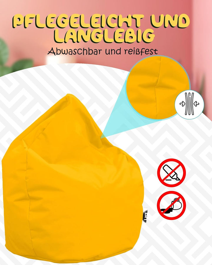 PATCH HOME Patchhome Sitzsack Tropfenform mit Reissverschluss Nachfüllbar - für In &amp; Outdoor - mit S
