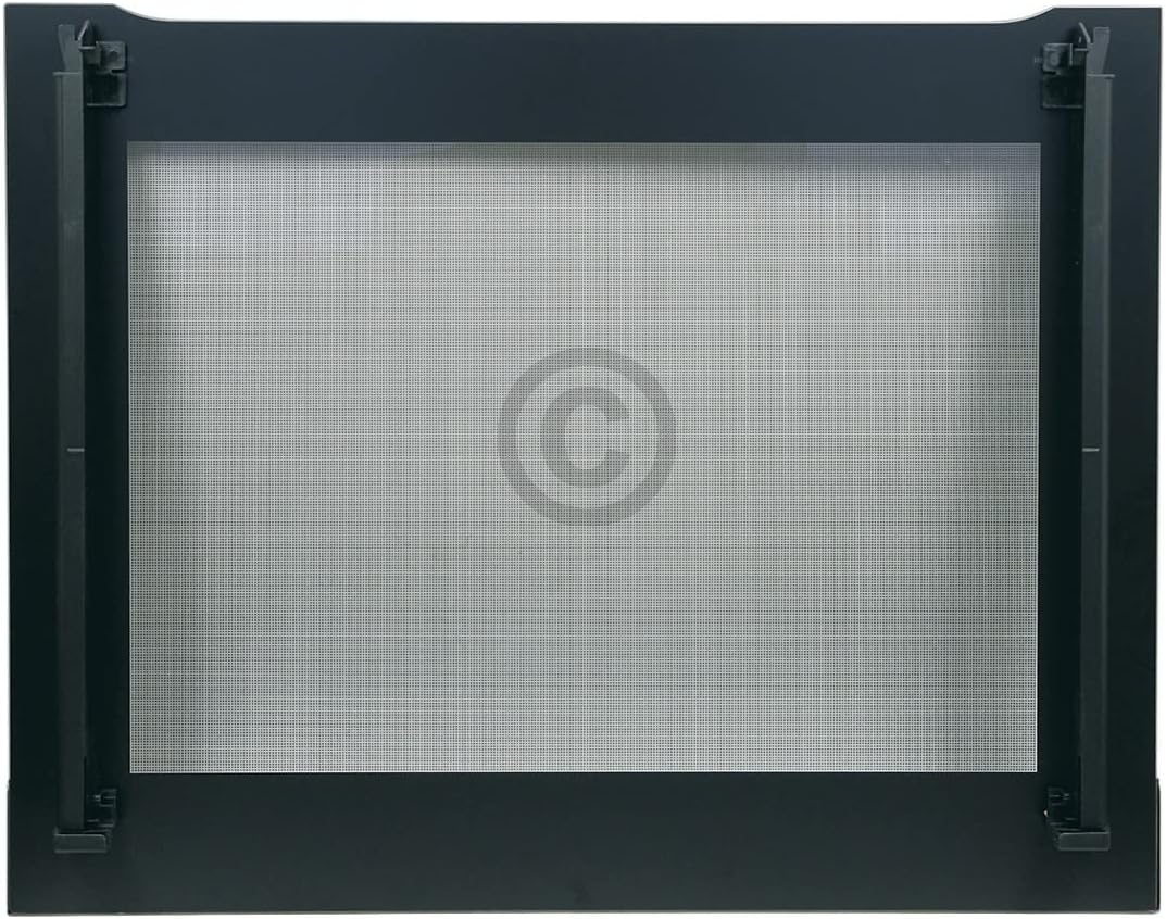 ensipart Aussenfenster für Backofentüre 595x470 mm Frontfenster mit scharzem Rahmen und Edelstahlble