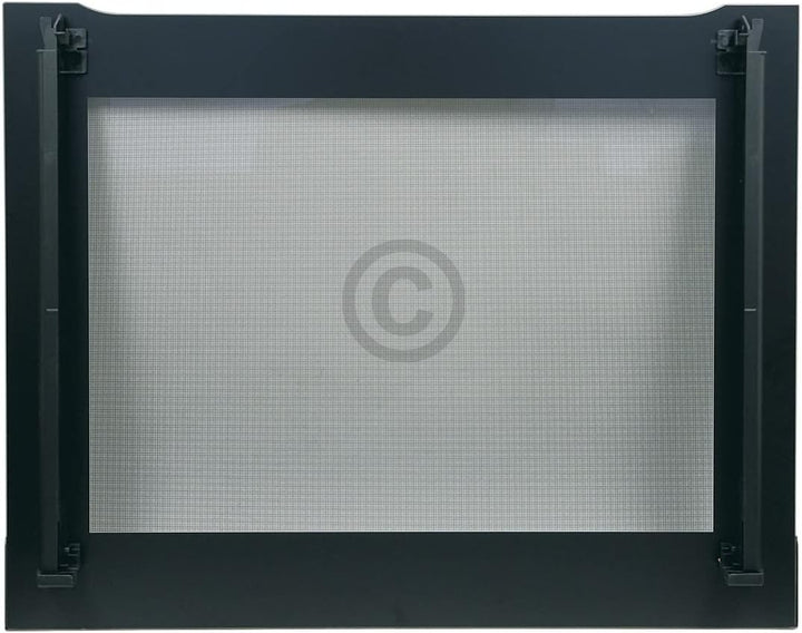 ensipart Aussenfenster für Backofentüre 595x470 mm Frontfenster mit scharzem Rahmen und Edelstahlble
