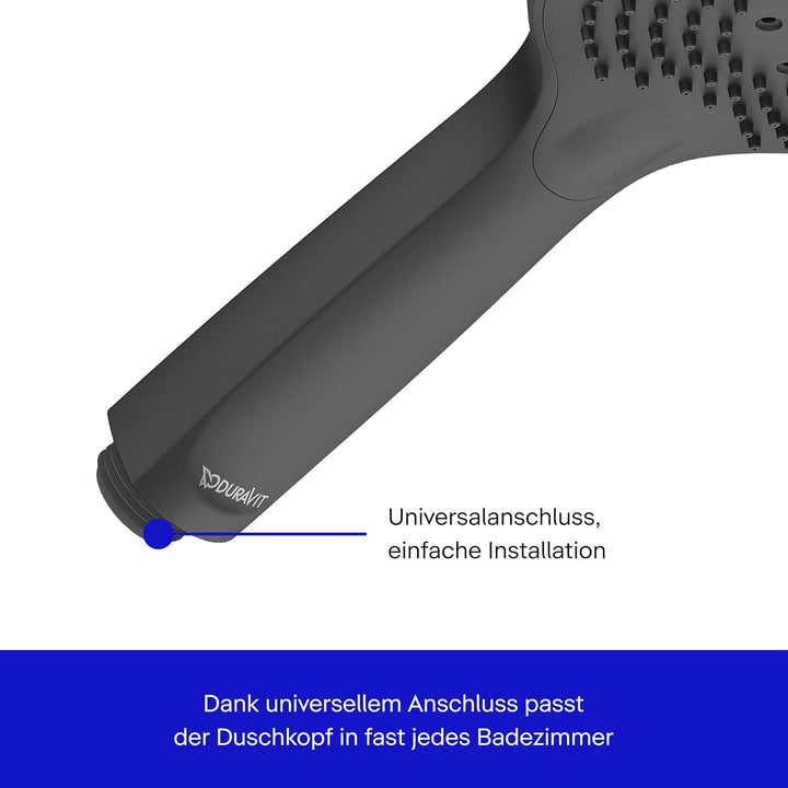 Duravit Universal Duschkopf, Duschbrause mit 3 Strahlarten (Rain, Pulse, Mono), Handbrause rund (Ø 1