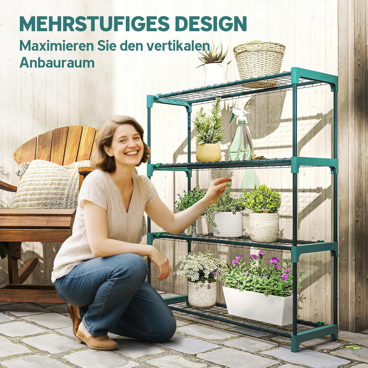 Outsunny 2er-Set Pflanzenständer, 4-Etagen 104 cm hoch Blumenständer für Innen Aussen, Pflanzenregal