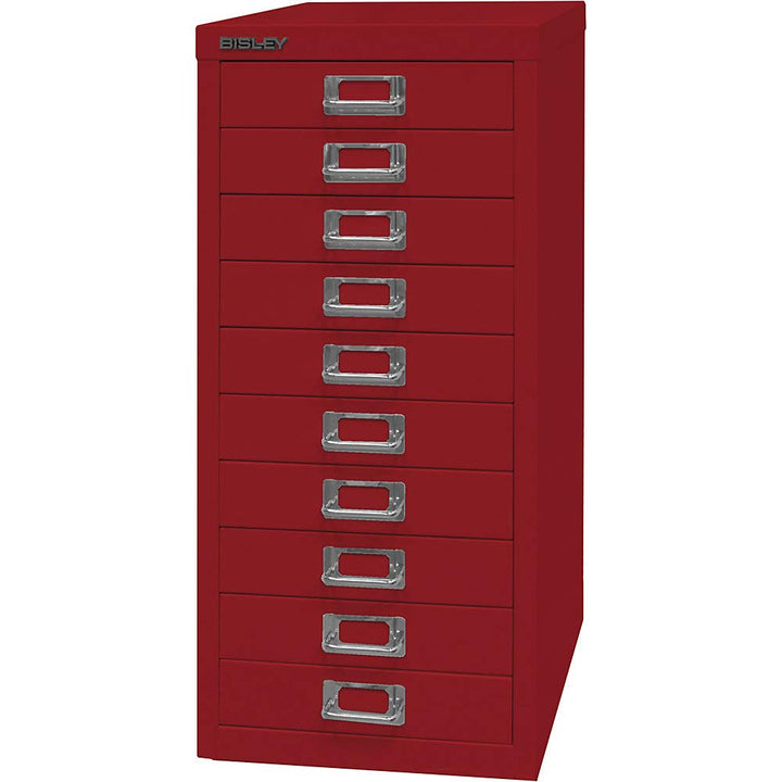 BISLEY MultiDrawer, 29er Serie, DIN A4, 10 Schubladen, Metall, 670 Kardinalrot, 38 x 27.9 x 59 cm