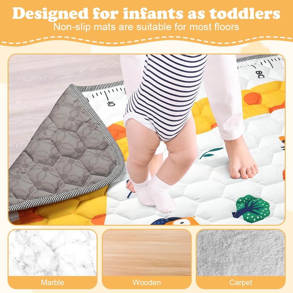 Aolso Baby Spielmatte, 127x127 cm Baby Krabbelmatte, Baby Faltbare Spielmatte, Krabbeldecke für Baby