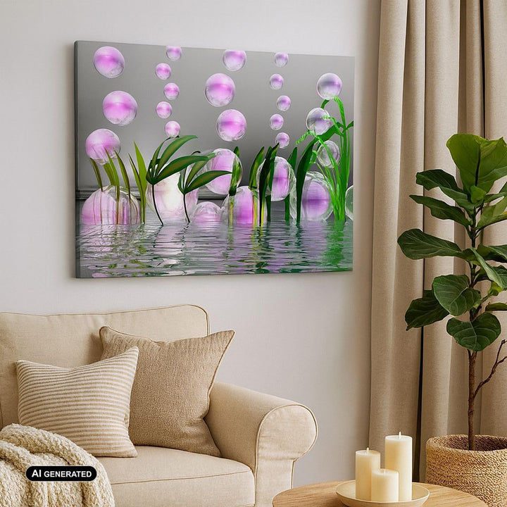 ARTTOR Bilder auf Leinwand 100x70cm Leinwandbild Computer Grafik Blase Gross Wanddeko Bild Schlafzim