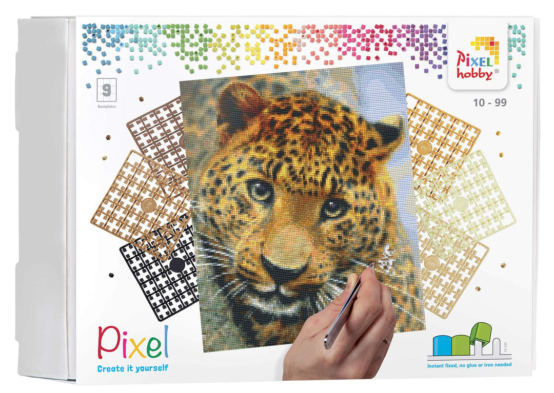 Pixel P090050 Mosaik Geschenkverpackung Leopard, Pixelbild ca. 30,5 x 38,1 cm gross, kinderleichtes