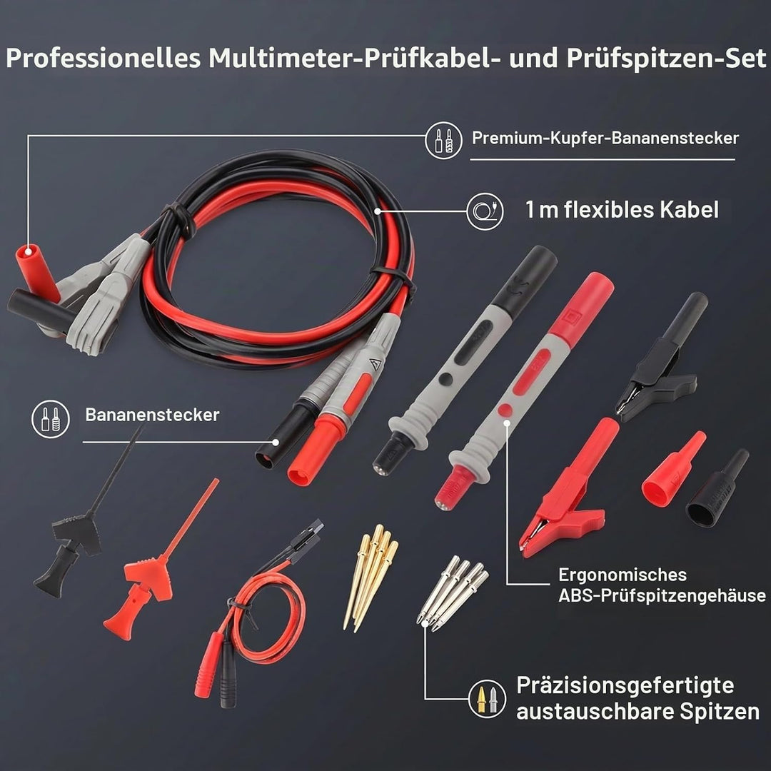 Messleitungen Multimeter Kabel Prüfkabel Set Elektronisches digitales Messleitungs-Kit für 1M mit Kr