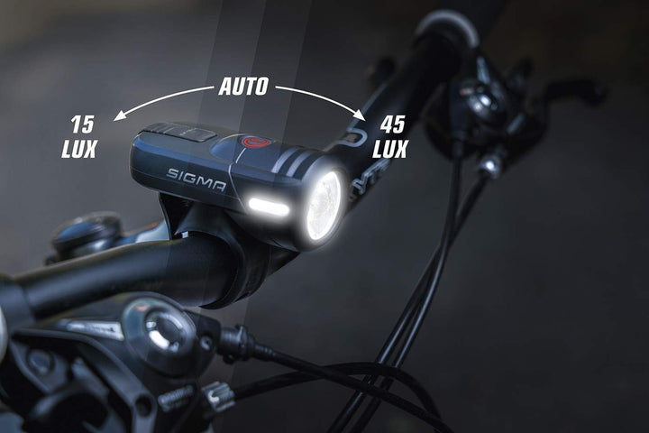 SIGMA LED Fahrradlicht Set Aura45/Nugget II mit 45/15 Lux |Wiederaufladbar & Spritzwassergeschützt |