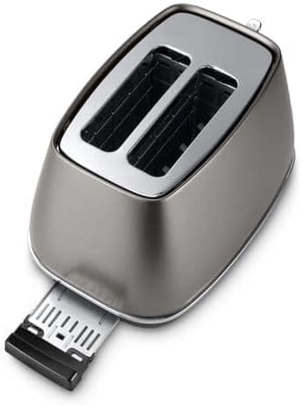 De'Longhi CTIN2103.TB Distinta Titanium Toaster, 6 Röststufen, Brötchenaufsatz, modernes Titan-Finis