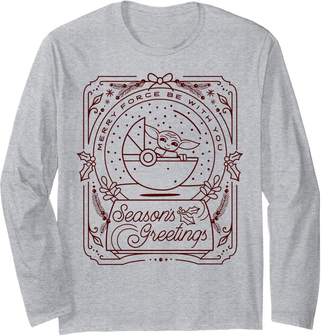 Star Wars Christmas The Child Season's Greetings Line Art Langarmshirt