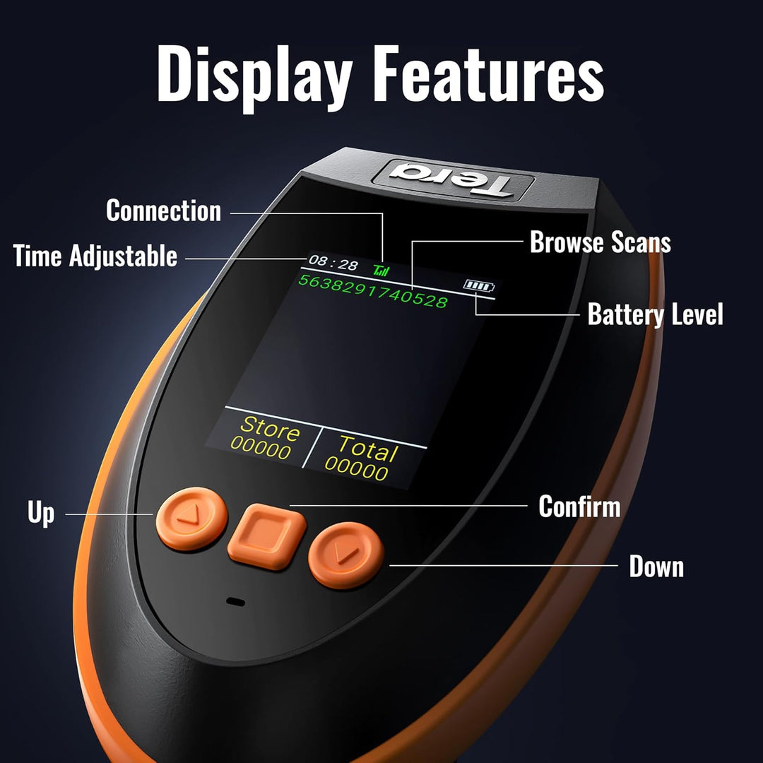 Tera Pro Kabelloser Barcode-Scanner 1D 2D QR Digitaler Einstellungsbildschirm, extra schnelle Scange