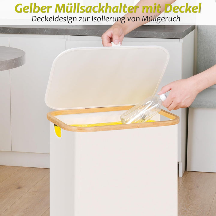 efluky Gelber Sack Ständer 100L, Mülleimer mit Deckel, Müllsackständer für Gelbe Säcke, Leichte Entn