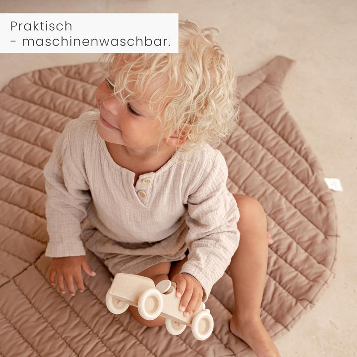 Toddlekind Krabbeldecke für Babys, Blattform, handgenäht, Baby-Spielmatte aus Bio-Baumwolle, 116×87