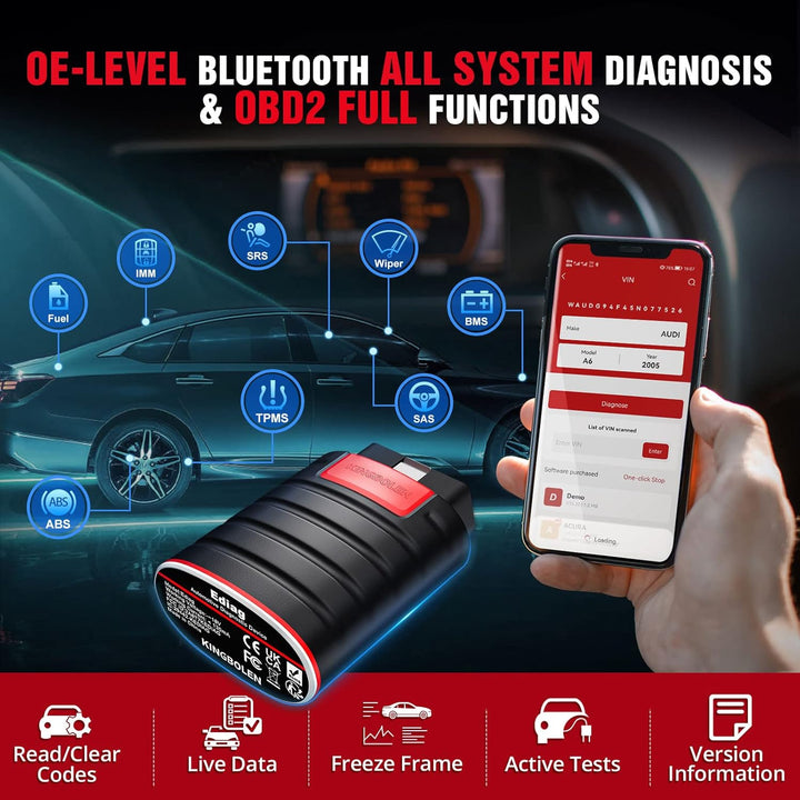 KINGBOLEN EDIAG OBD2 diagnosegerät,Vollsysteme obd2 Bluetooth Adapter für iPhone & Android, Obd2 Cod