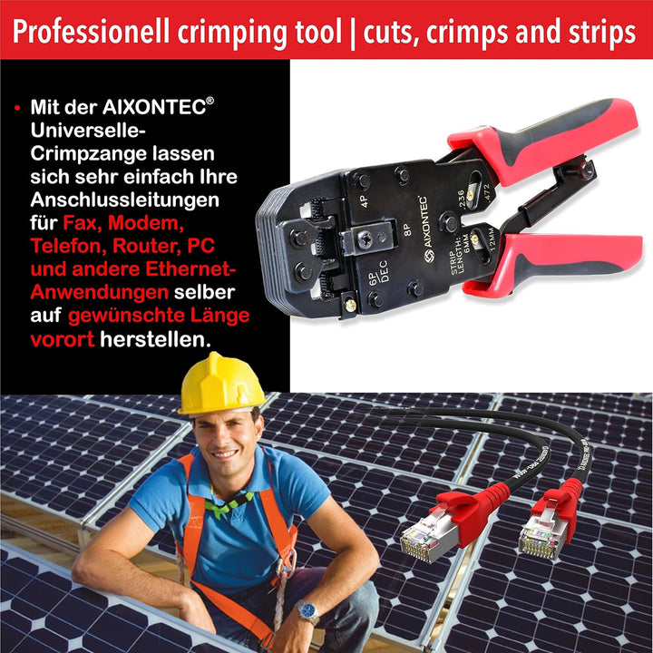AIXONTEC Crimpzange - Premium Qualität - Universelles Crimpwerkzeug für Modularstecker - Handkrimpza